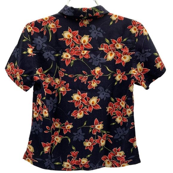Island Traders Hawaiian Shirt Blouse Multicolor Rayon Floral Short Sleeve Size S - Picture 2 of 9
